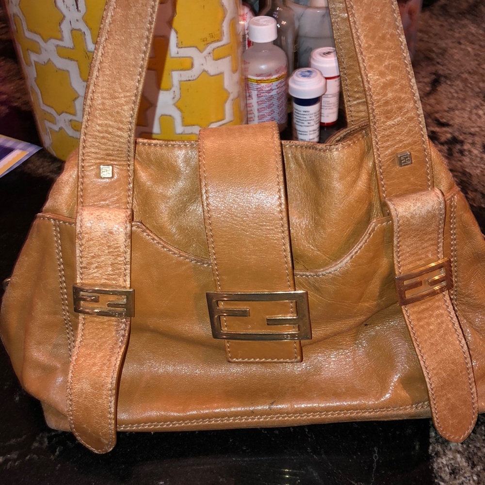 Fendi tanned leather Logos satchel with du…